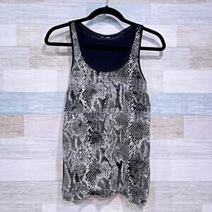 EXPRESS Sequin Snakeskin Print Tank Top Black Gray Mixed Media Womens XS